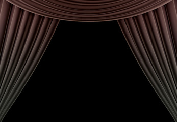 Beauty curtain of a classical theater isolated on black background. 3d render