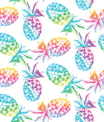Fototapeta na wymiar Hand drawn doodle tropical fruit pattern background