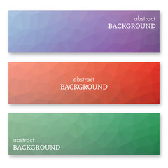 Set of three banners in low poly art style