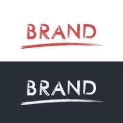 Obraz premium BRAND inscription with underline. Imitation of a pencil, chalk. Vector icon isolated background.