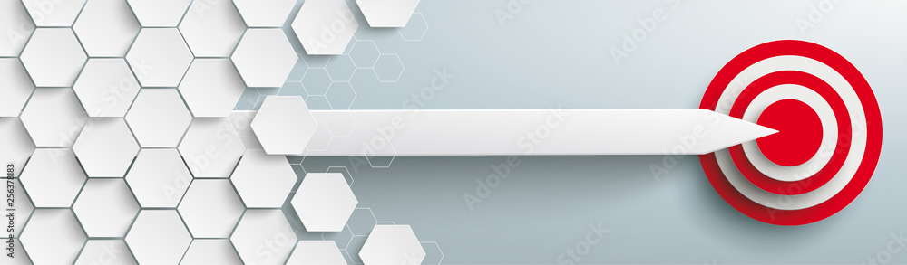 Canvas Prints hexagons structure arrow red target header