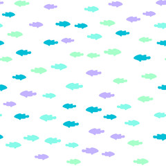 Underwater scene. Colorful fish groups in clean sea water. Seamless vector EPS 10 pattern.
