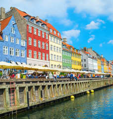 Nyhavn embankment in sunshine, Copenhagen