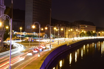 Fototapeta premium traffic in the city at night long exposure