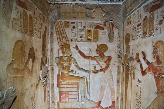 Abydos temple, Egypt, Pharaoh, Tomb, Hieroglyphs, Frescoes
