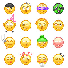 Fototapeta premium Set of Emoticons. Set of Emoji. Vector illustration on white background