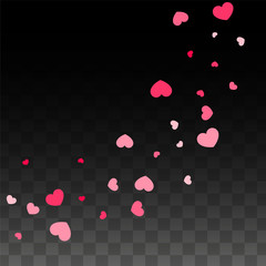 Hearts Confetti Falling Background. St. Valentine's Day pattern. Romantic Scattered Hearts Design Element. Love. Sweet Moment. Gift. Cute Element of Design for Sales or Celebration.