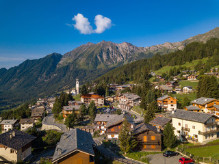 Fototapeta na wymiar Vista aerea di Ayas, Aosta, Italia