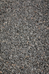 image of black sesame seeds. Background texture. Food.