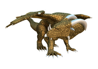3D Rendering Fairy Tale Dragon on White