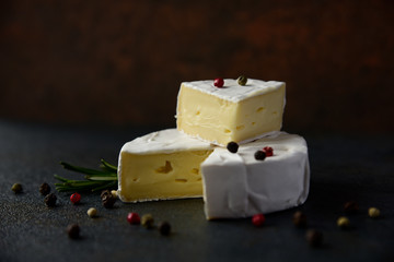 Cheese camembert or brie with fresh rosemary