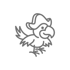 Pirate parrot, Ara bird line icon.