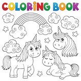 Coloring book cute unicorns 1