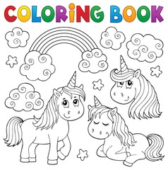 Coloring book cute unicorns 1