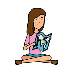 tourist woman with paper map