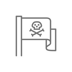 Pirate flag, Jolly Roger line icon.