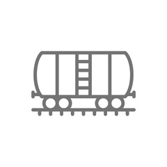 Oil tank on rails, cargo wagon line icon.