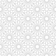 Seamless gray oriental pattern. Islamic background. Arabic linear texture. Vector illustration