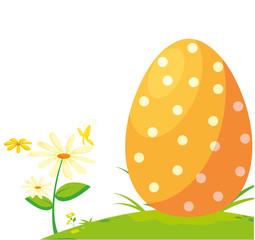 happy easter egg painted in the garden