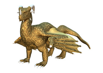 3D Rendering Fairy Tale Dragon on White