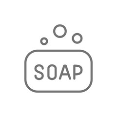 Soap bar, hygiene line icon.