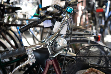 Obraz na płótnie Canvas bike in bicycle repair shop, bike close up