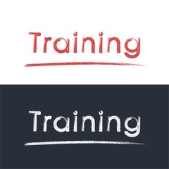 Inscription Training with underline. Imitation of a pencil, chalk. Vector icon, isolated background.