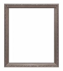 Silver frame for paintings, mirrors or photo isolated on white background	