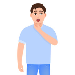 Sore throat, the guy has health problems, a cartoon character