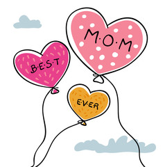 Muttertag- Grüsse-Best mom ever auf Ballon-Herzen