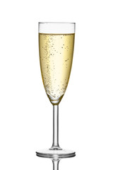 Kieliszek szampana na białym tle