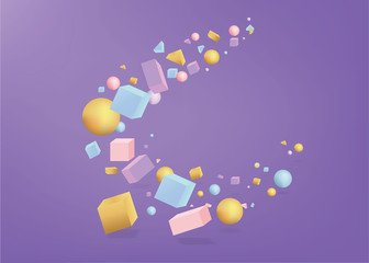 3d figures realistic vector primitives composition