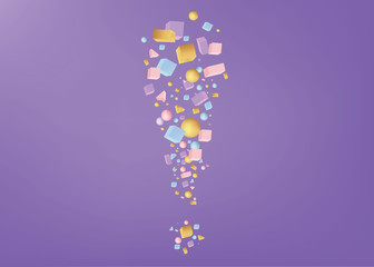 Exclamation mark of 3d figures realistic vector