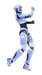 3D Rendering Female Robot on White