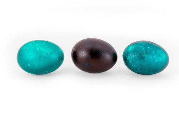 Colorful handmade easter eggs isolated on a white background