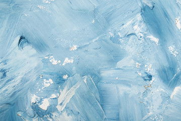 Artistic abstract oil white and blue painted background. Texture, background.