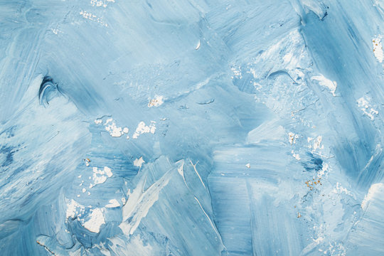 Artistic abstract oil white and blue painted background. Texture, background.
