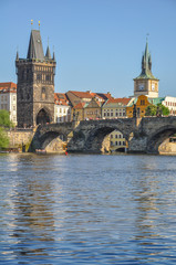 Fototapeta premium Charles Bridge in Prague - gothic bridge from the 14th century