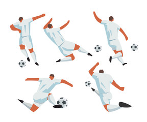 Soccer Players Action. Foolball Vector Sport Set