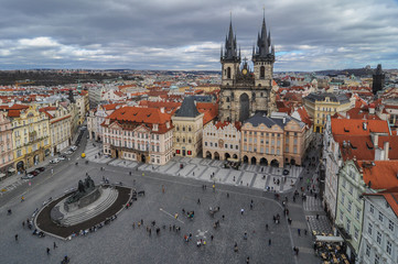 Obraz premium Old Town Square in Prague - Gothic Church of the Blessed Virgin Mary in front of Tyn, Prague, Old Town, Unesco, Czech Republic