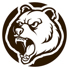 angry bear black and white mascot vector illustration