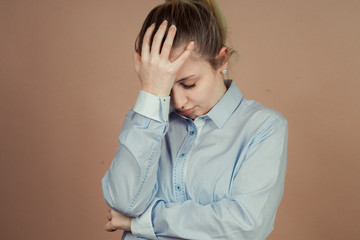 Girl with emotions sad anger mad scream