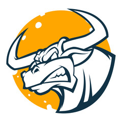 angry bull head mascot black and white vector illustration