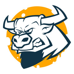 angry bull head mascot black and white vector illustration