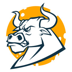 angry bull head mascot black and white vector illustration