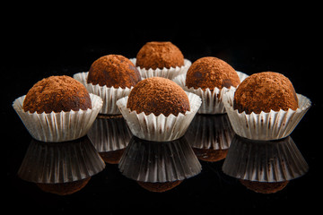 big group of useful handmade round chocolate candies