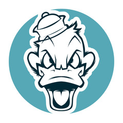 angry duck head black and white illustration mascot esports logo