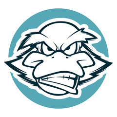 angry duck head black and white illustration mascot esports logo