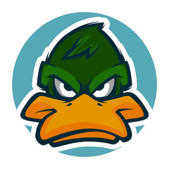 angry duck head illustration mascot esports logo