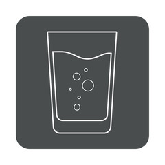 Icono plano lineal vaso de refresco en cuadrado color gris